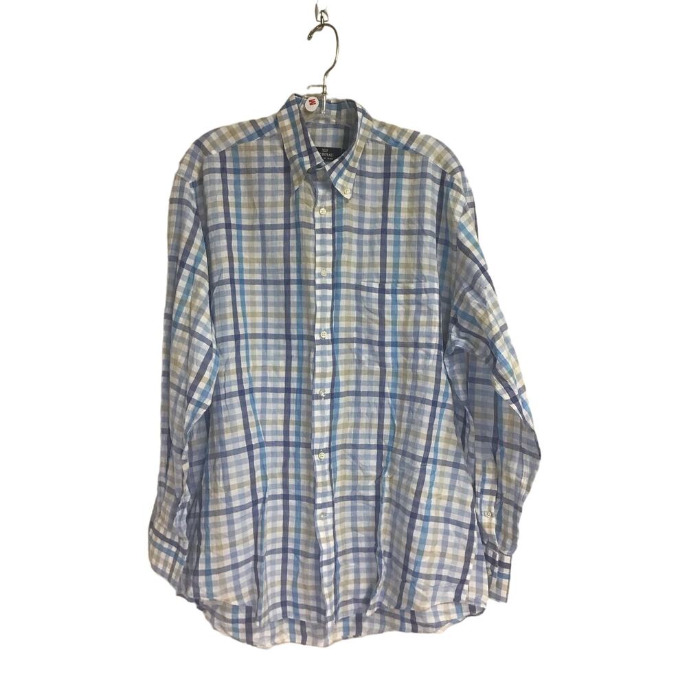 Turrau Longsleeve yellow and blue plaid Collared Button-Up Shirt Men's Medium